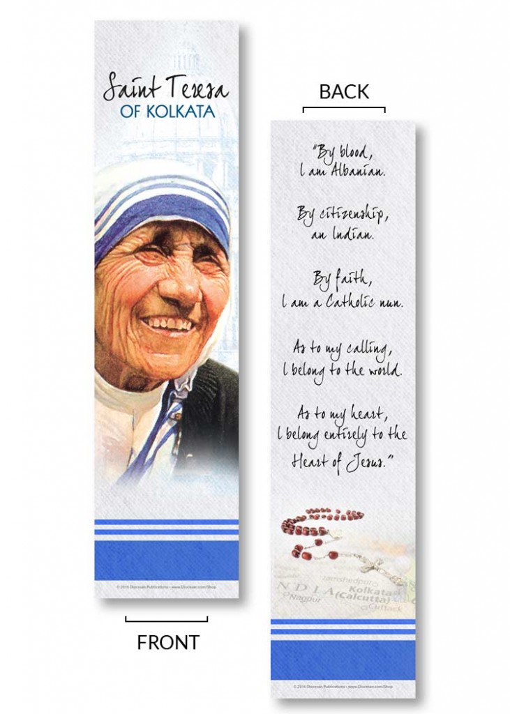 Faith, Selflessness, Sacrifice... Saint Teresa of Kolkata Bookmark ...