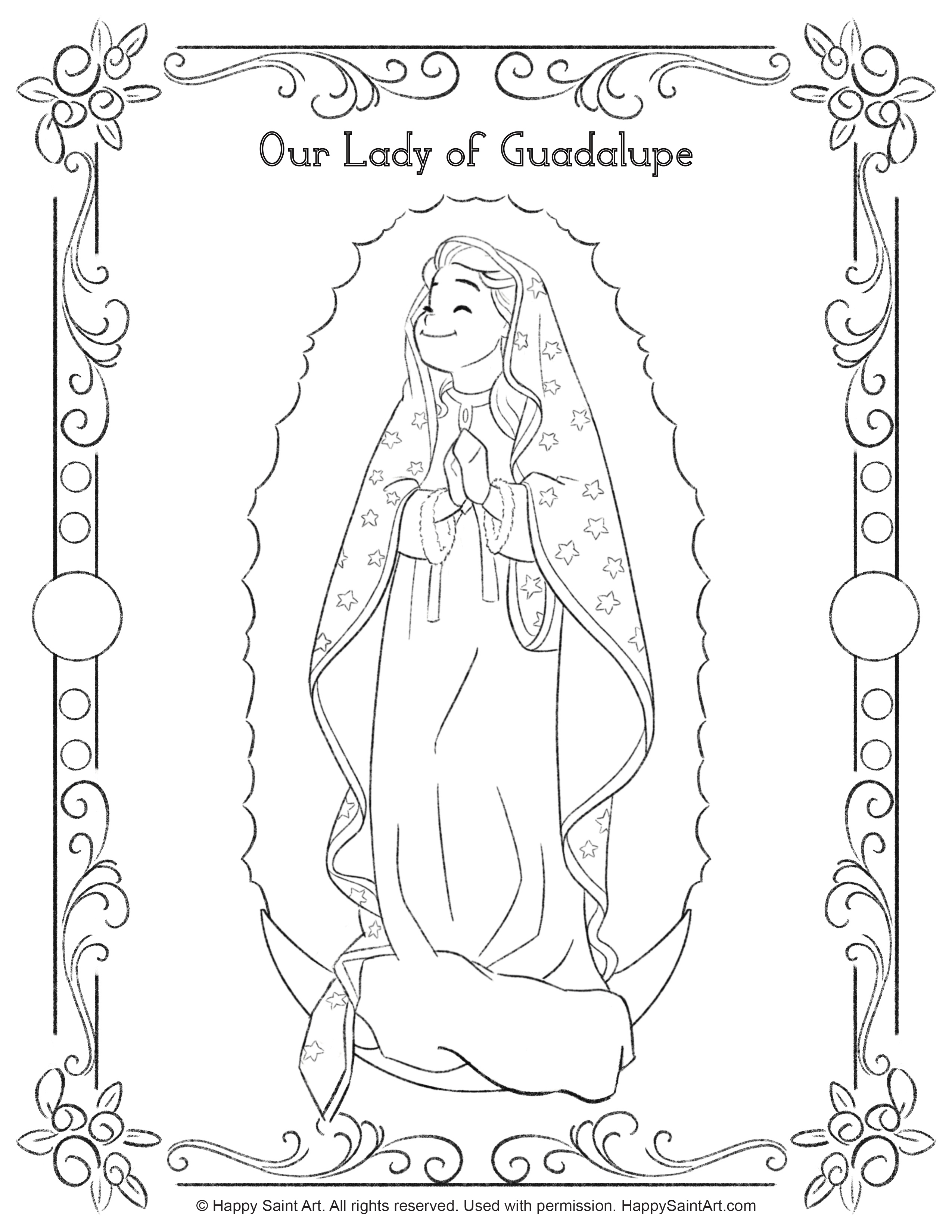 Our Lady Of Guadalupe Coloring Pages For Kids Printable Coloring Page