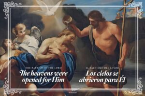 The Heavens Were Opened. Bilingual Half Page