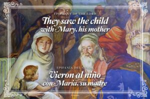 They Saw The Child. Epiphany Bilingual Half Page