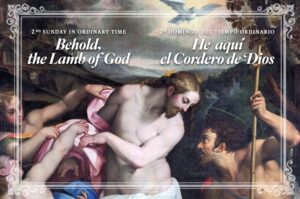 Behold the Lamb of God. Bilingual Half Page