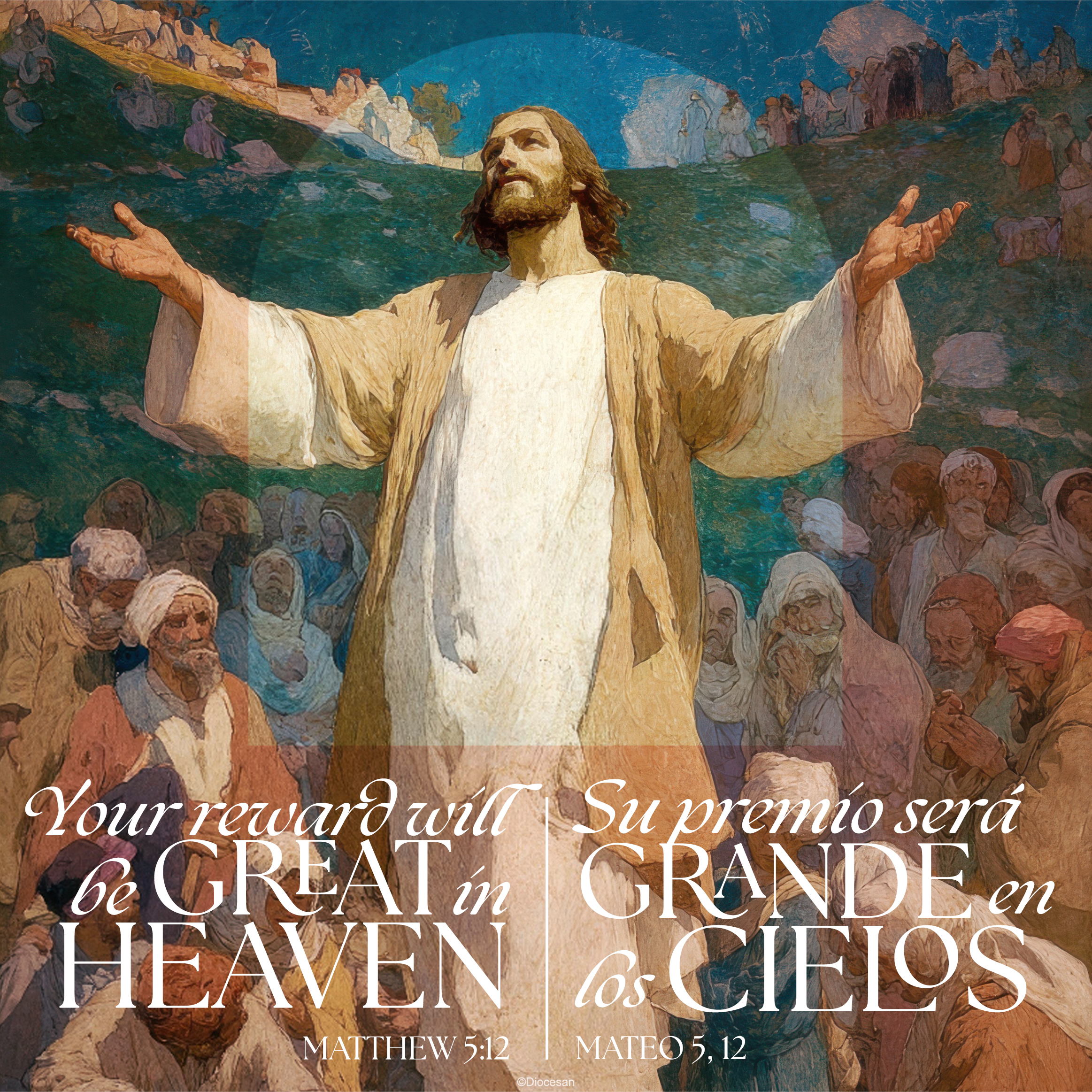 Your Reward Will Be Great in Heaven Bilingual Square 1 Your Reward Will Be Great in Heaven Bilingual Square