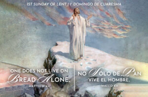 One Does Not Live On Bread Alone Lent Bilingual Half Page