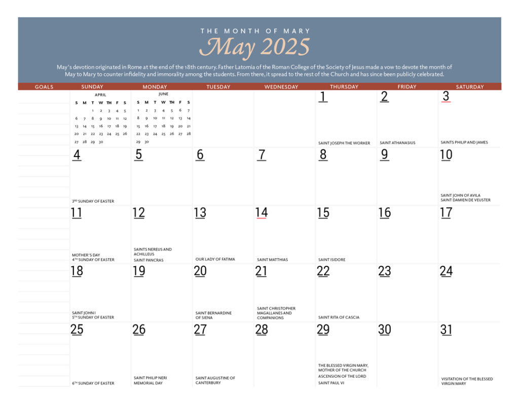 2025 Catholic Wall Calendar Diocesan