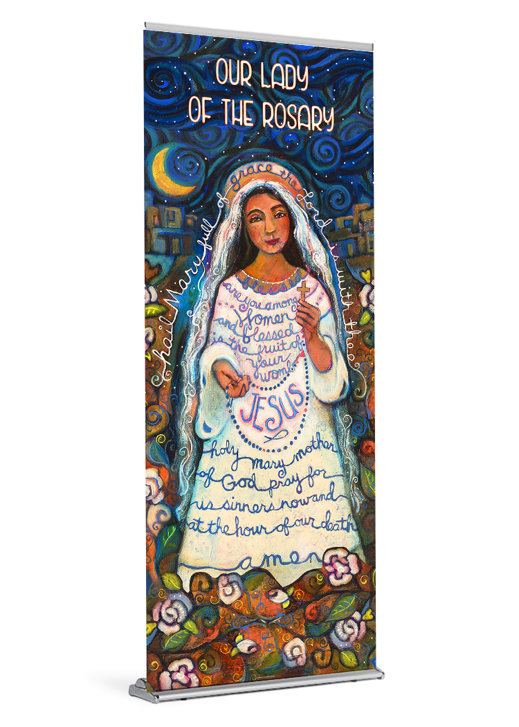 Our Lady of the Rosary<br> Hail Mary<br >by Catholic Artist Jen Norton