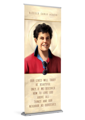 Blessed Carlo Acutis <br>by Catholic Artist The Living Heart Co <br>Banner