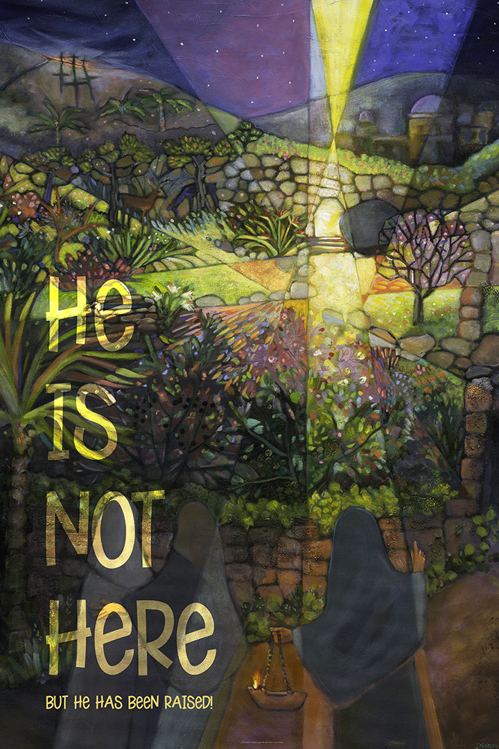 He is Not Here - ALLELUIA! Poster <br>by Catholic Artist Jen Norton
