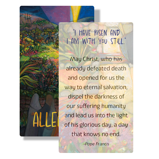 He is Not Here - ALLELUIA! Prayer Card <br>by Catholic Artist Jen Norton - Image 2
