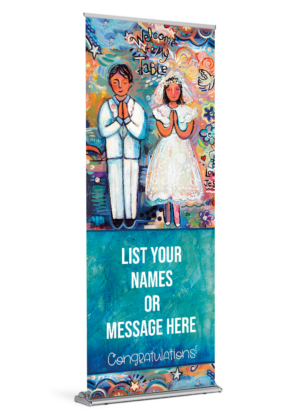 Welcome to My Table <br>First Communion <br>Customizable Banner <br>by Catholic Artist Jen Norton