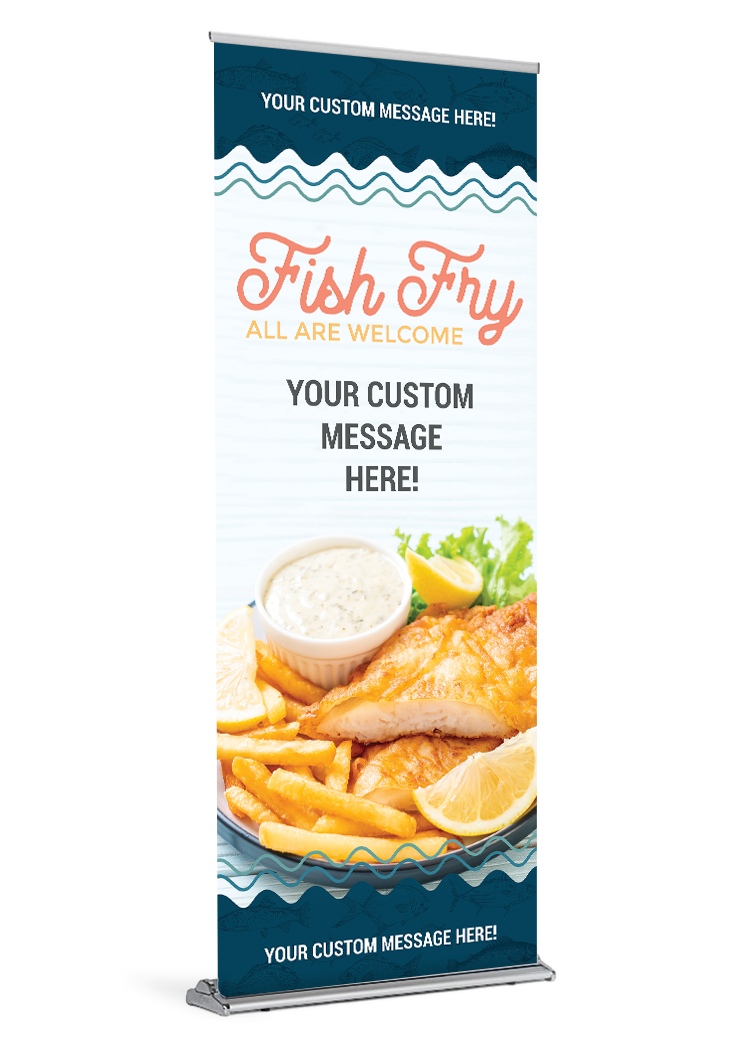 Waves <br>Customizable <br>Fish Fry Banner