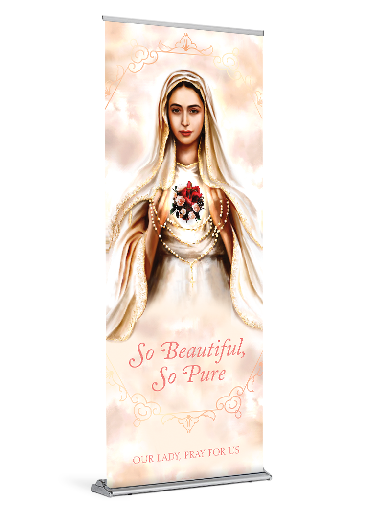 Beautiful and Pure - Our Lady of Fatima Banner by Featured Artist The Living Heart Company