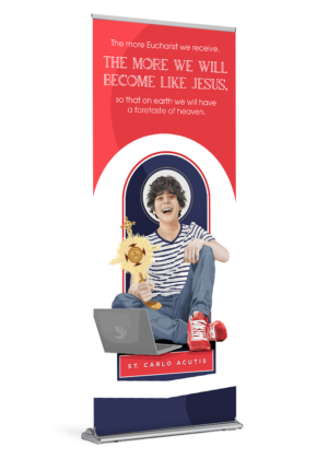 Saint Carlo Acutis <br>by Catholic Artist Matt Watters <br>Banner