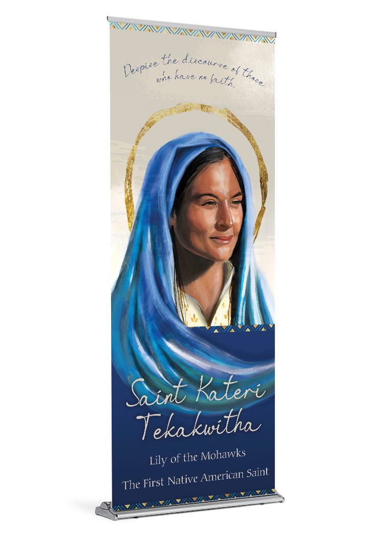 St. Kateri Tekakwitha <br>Lily of the Mohawks <br>Banner by Featured Artist <br>The Living Heart Co