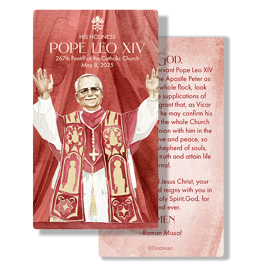 Pope Leo XIV Watercolor Prayer Card