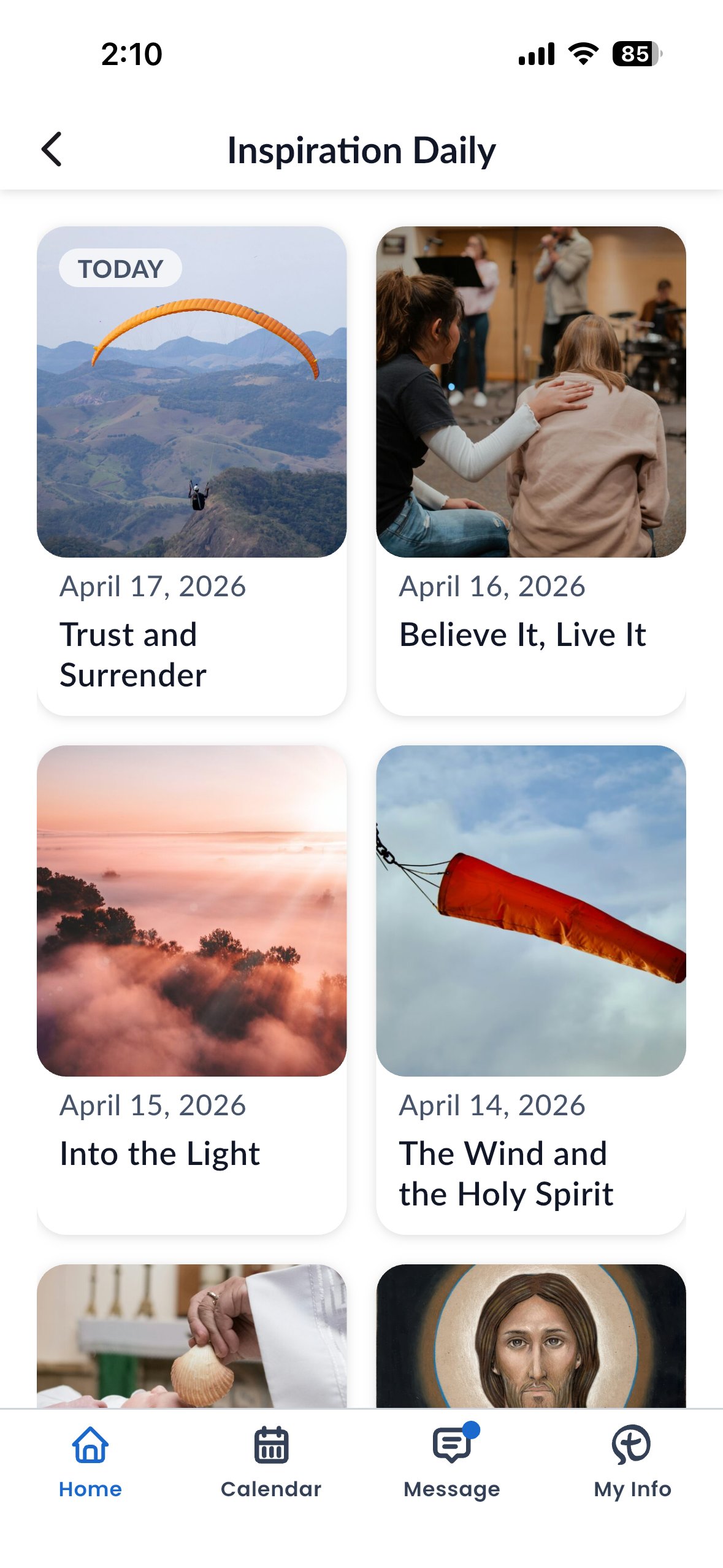Inspiration Daily screen