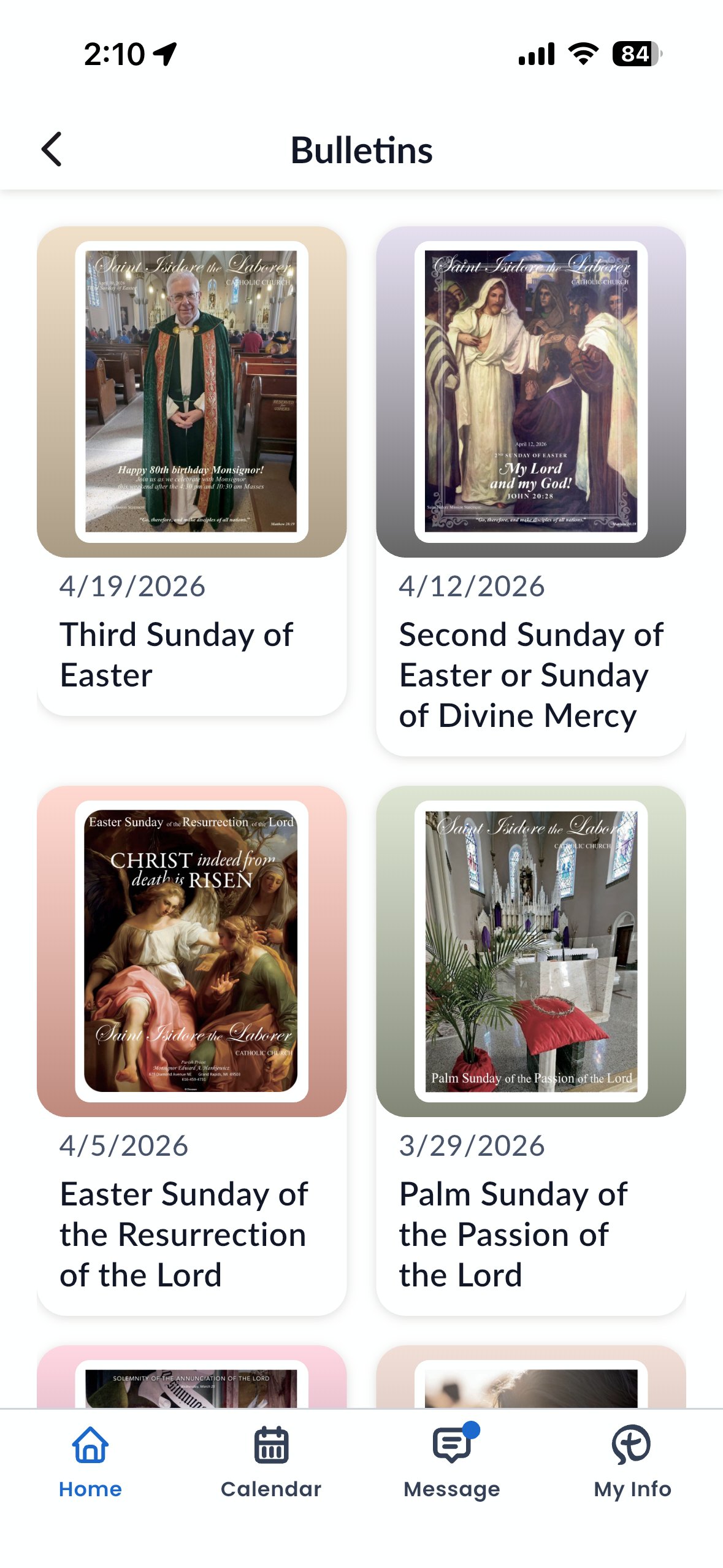 Bulletin screen