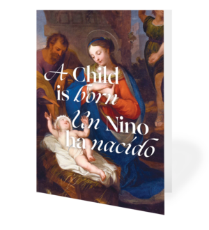 A Child is Born Greeting Card - Bilingual